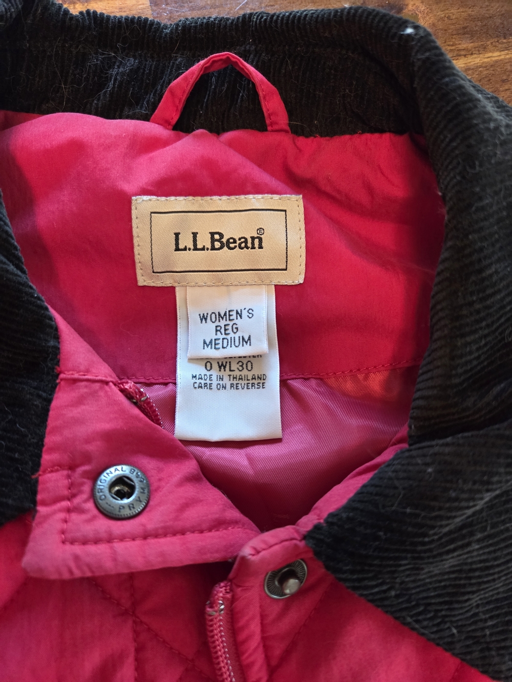 L.L. Bean Quilted Sleeveless Vest in Bright Red with Black Collar - Picture 2 of 4
